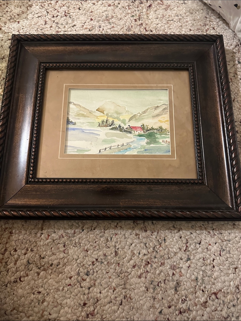 Original Vintage Irish Landscape Watercolor – Signed "S. Vaughn" 5x7
14x12 frame